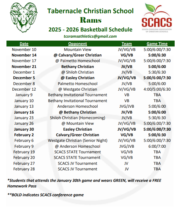 2025 - 2026 Basketball Schedule 2025 - 2026 Basketball Schedule